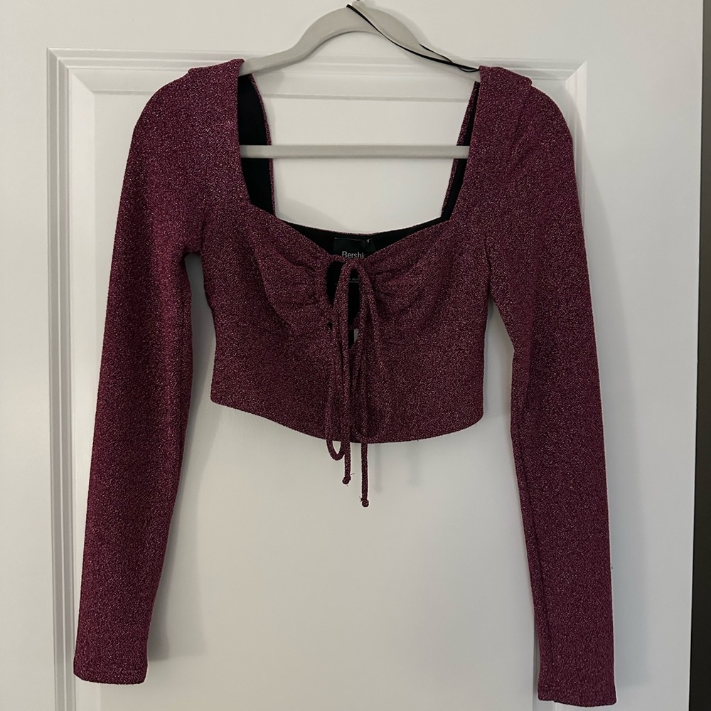 Bershka Halterneck Pink Glitter Top (NWT)